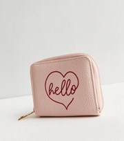 New Look Mid Pink Leather-Look Hello Heart Logo Purse